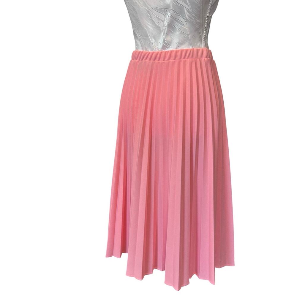 Vintage 80s Pleated Pink Midi Skirt Sz Medium - Picture 13 of 14
